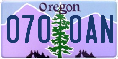 OR license plate 070OAN