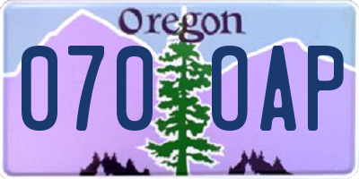 OR license plate 070OAP