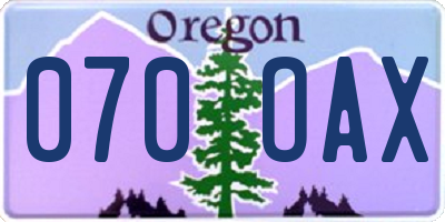 OR license plate 070OAX