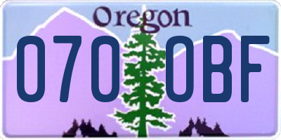 OR license plate 070OBF
