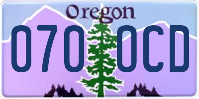 OR license plate 070OCD