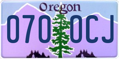 OR license plate 070OCJ