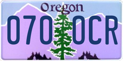 OR license plate 070OCR