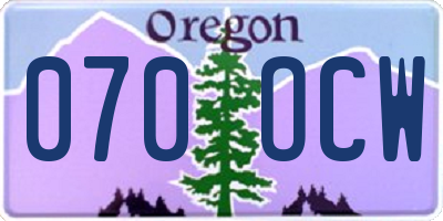 OR license plate 070OCW
