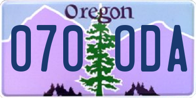 OR license plate 070ODA