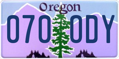 OR license plate 070ODY