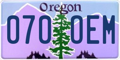 OR license plate 070OEM