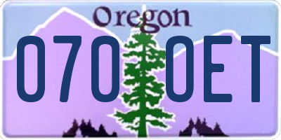 OR license plate 070OET