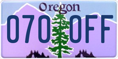 OR license plate 070OFF