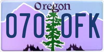 OR license plate 070OFK