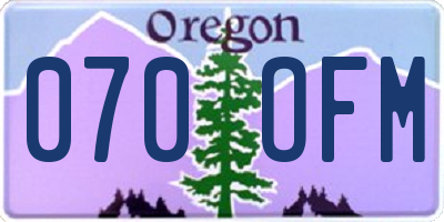 OR license plate 070OFM
