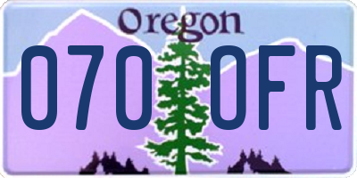 OR license plate 070OFR