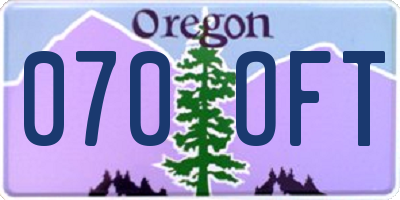 OR license plate 070OFT