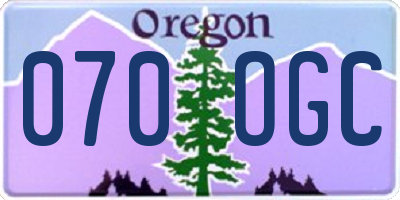 OR license plate 070OGC