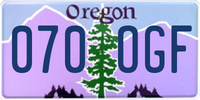 OR license plate 070OGF