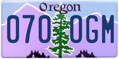 OR license plate 070OGM