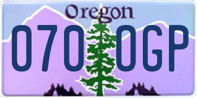 OR license plate 070OGP