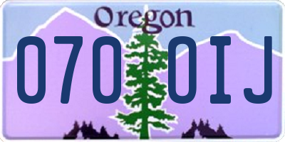 OR license plate 070OIJ
