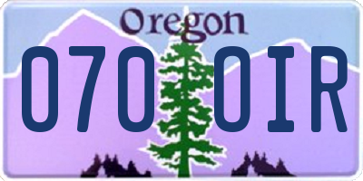 OR license plate 070OIR