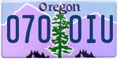 OR license plate 070OIU