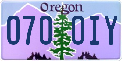 OR license plate 070OIY