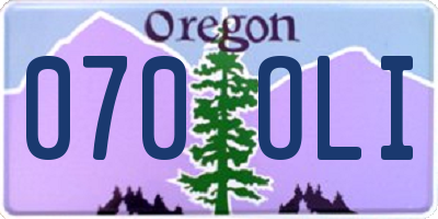 OR license plate 070OLI