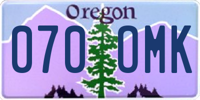 OR license plate 070OMK