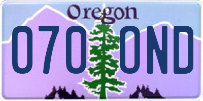 OR license plate 070OND