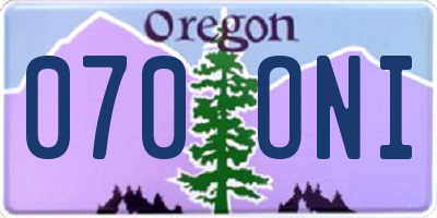 OR license plate 070ONI