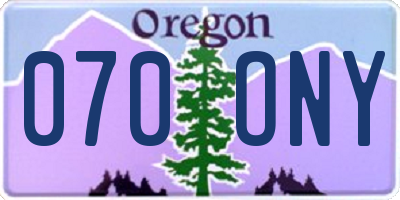OR license plate 070ONY