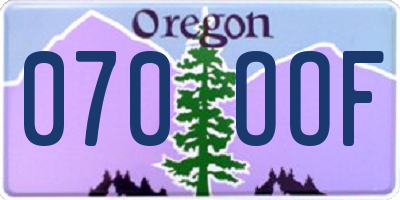 OR license plate 070OOF