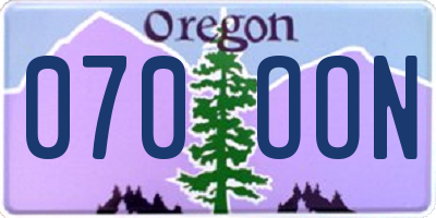 OR license plate 070OON
