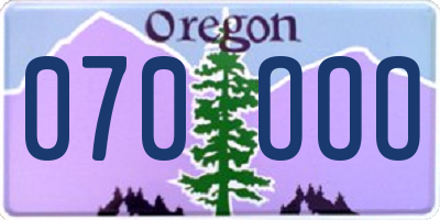 OR license plate 070OOO