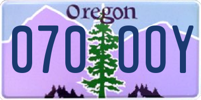 OR license plate 070OOY