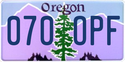 OR license plate 070OPF