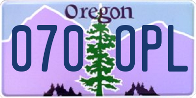 OR license plate 070OPL
