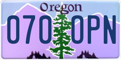 OR license plate 070OPN