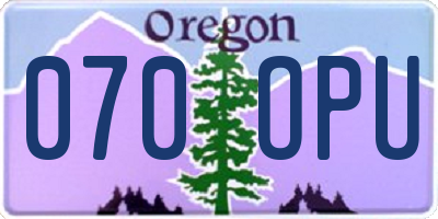 OR license plate 070OPU