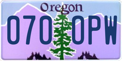 OR license plate 070OPW