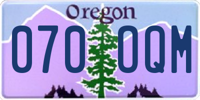 OR license plate 070OQM