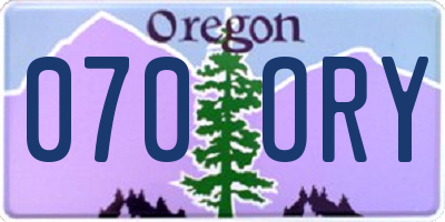 OR license plate 070ORY