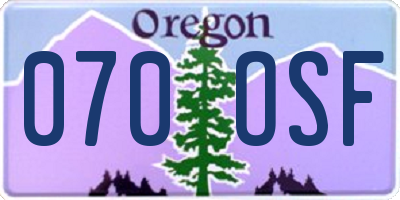 OR license plate 070OSF