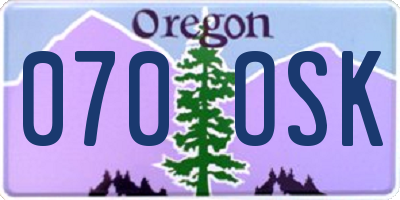 OR license plate 070OSK