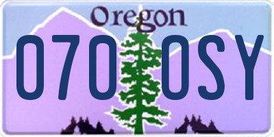 OR license plate 070OSY