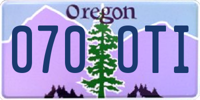 OR license plate 070OTI