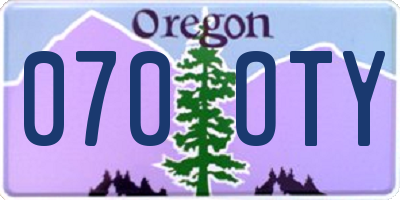 OR license plate 070OTY