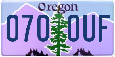 OR license plate 070OUF