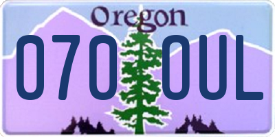 OR license plate 070OUL