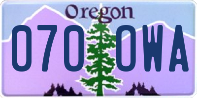 OR license plate 070OWA