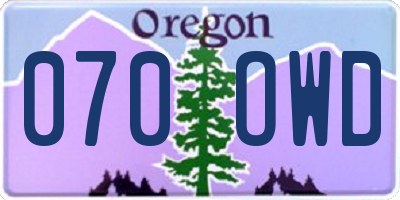 OR license plate 070OWD